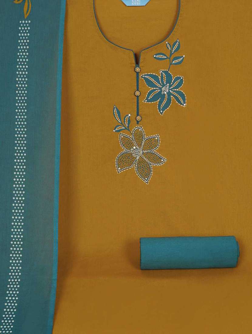 women solid with work embroidered unstitched suit set - 22187268 -  Standard Image - 2