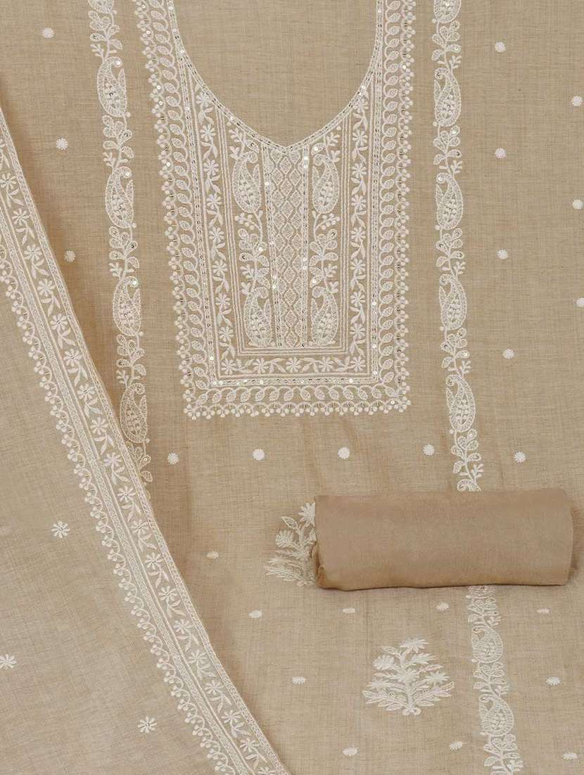women solid with work embroidered unstitched suit set - 22187270 -  Standard Image - 2