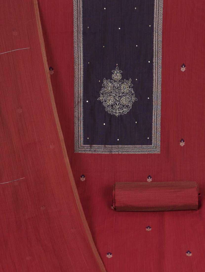 women solid with work embroidered unstitched suit set - 22187276 -  Standard Image - 2