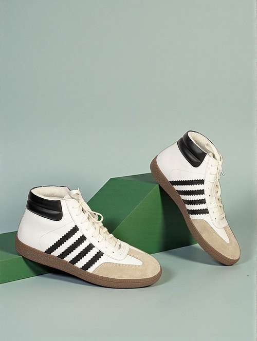 men striped lace up high ankle sneaker - 22187285 -  Standard Image - 0