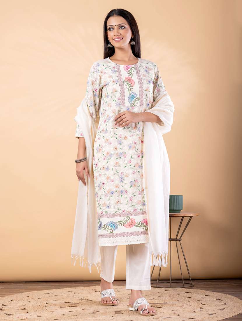 women floral printed three quarter sleeve kurta pant with dupatta set - 22187403 -  Standard Image - 2