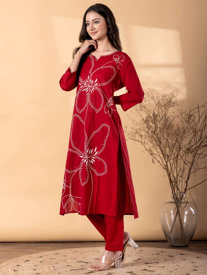 women printed three quarter sleeve kurta pant set  - 22187557 -  Standard Image - 2