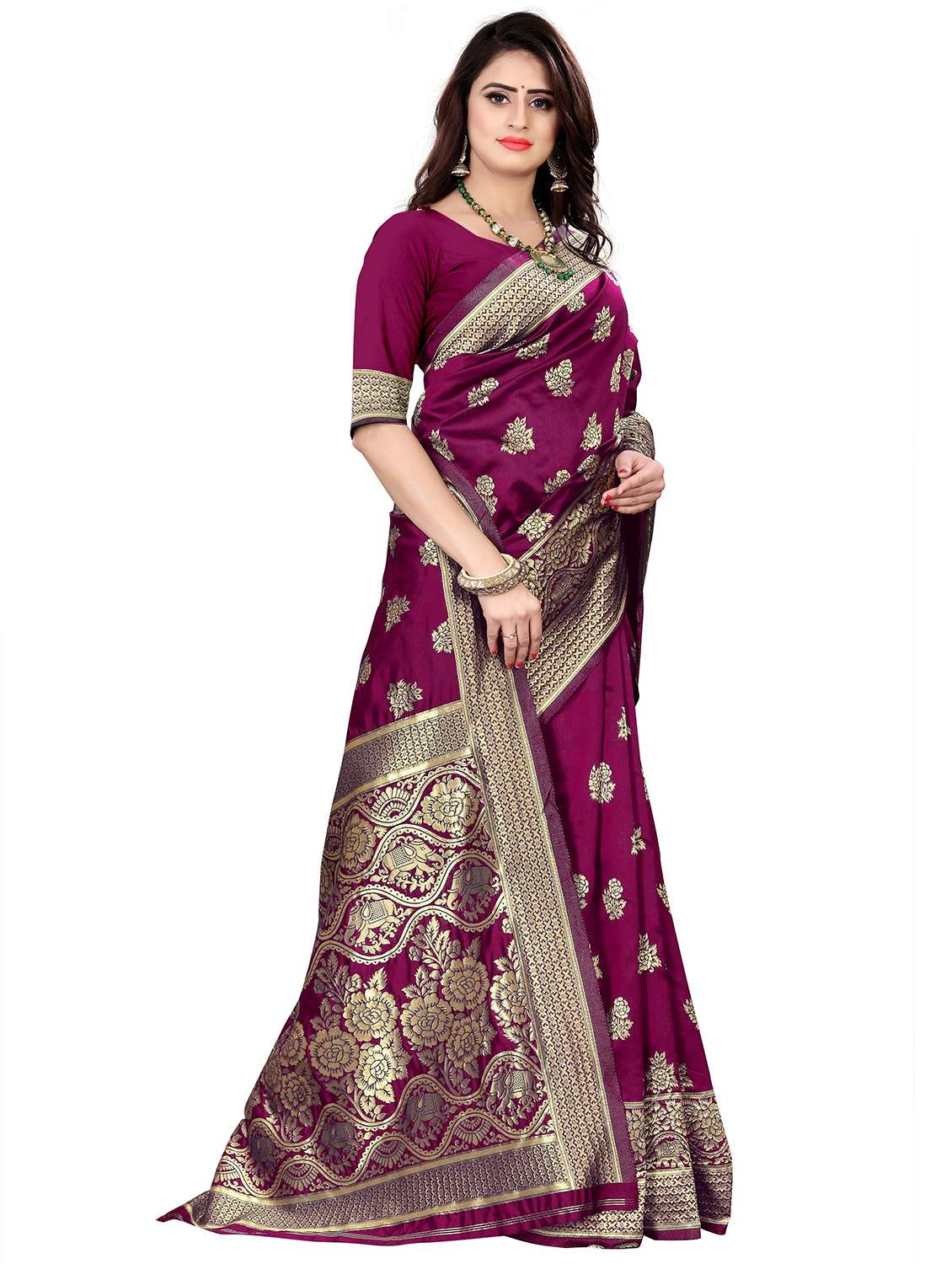 women self design kanjivaram saree with blouse - 22187585 -  Standard Image - 2
