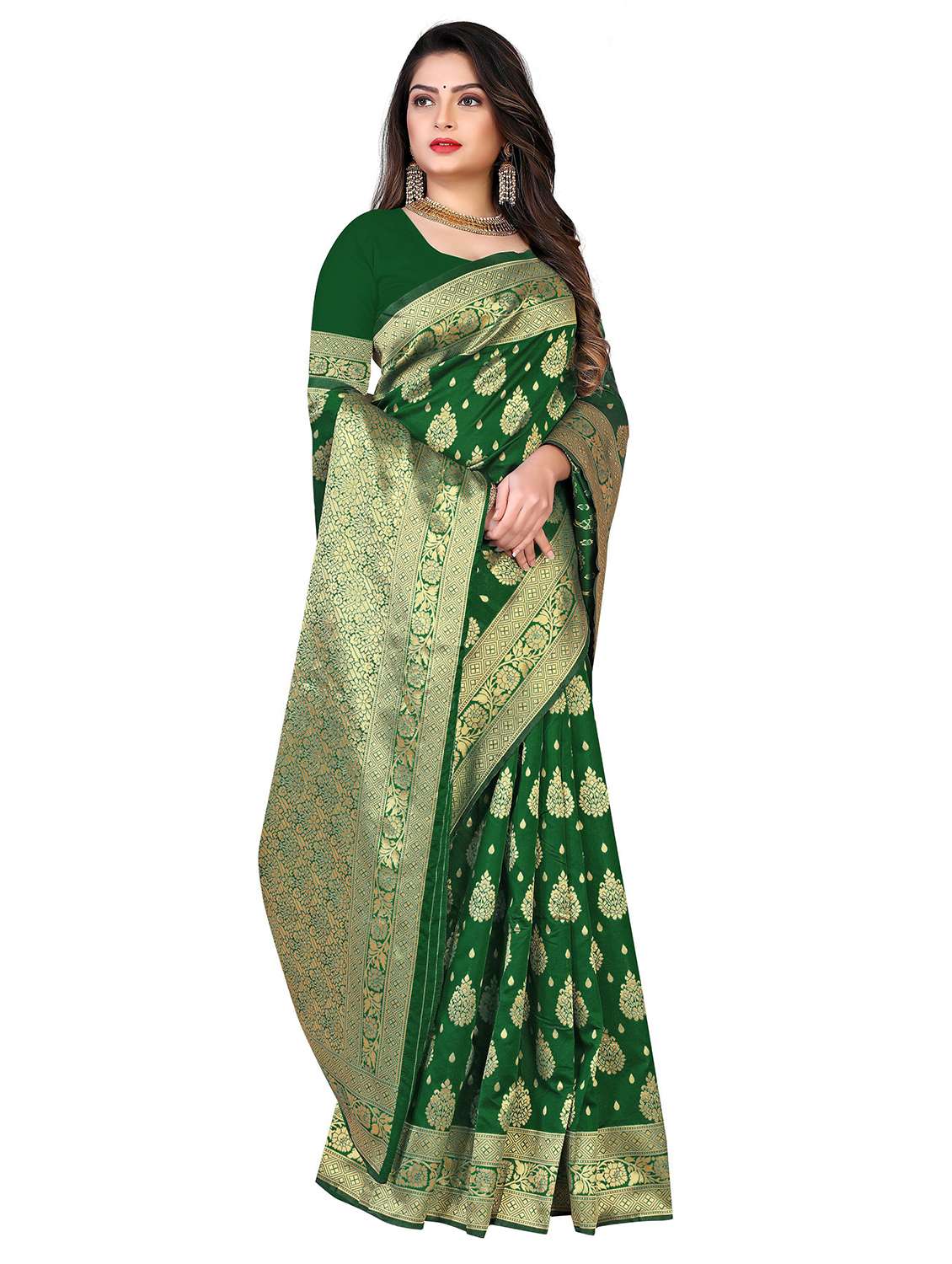 women self design kanjivaram saree with blouse - 22187593 -  Standard Image - 2