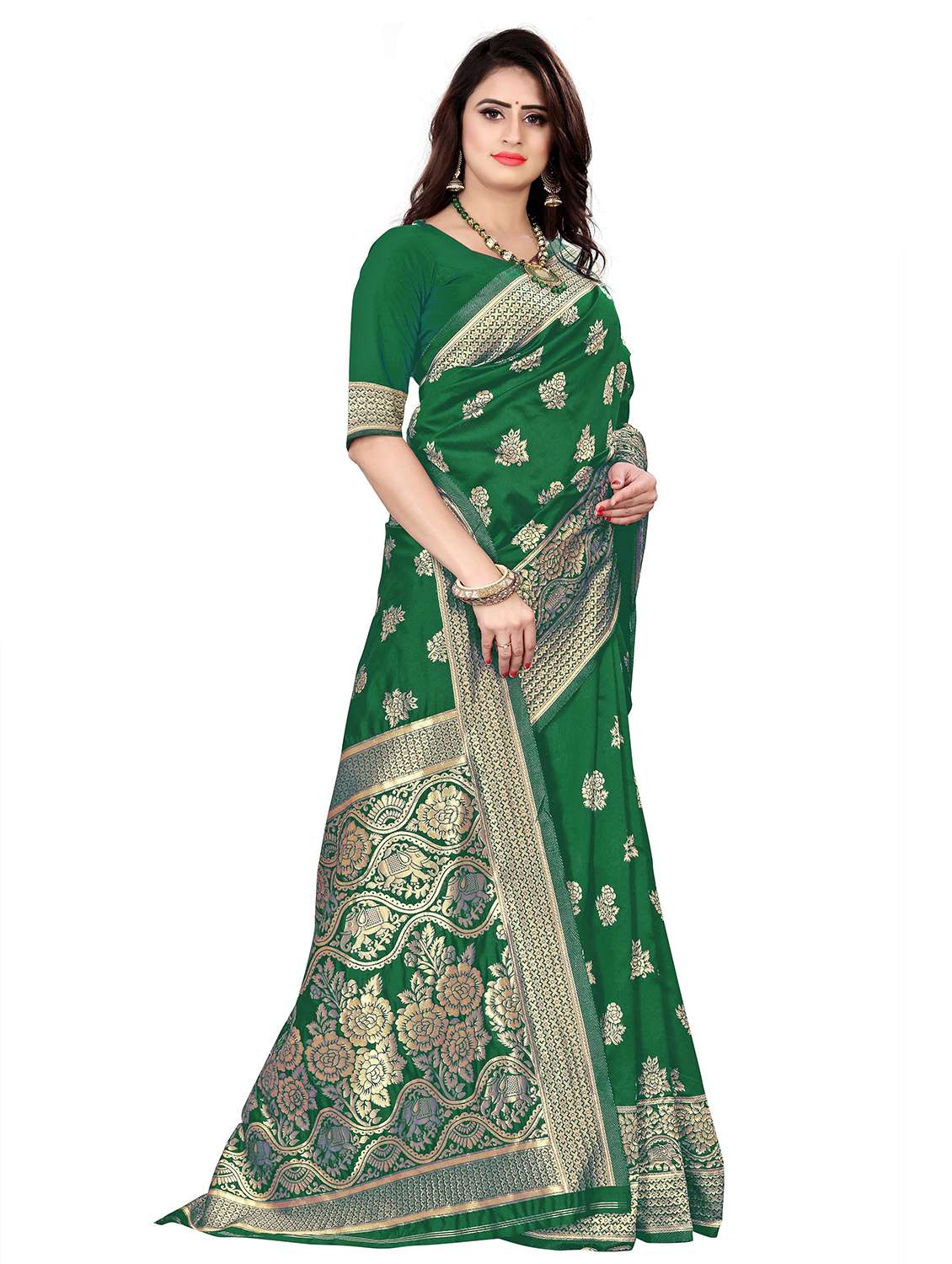 women self design kanjivaram saree with blouse - 22187595 -  Standard Image - 2