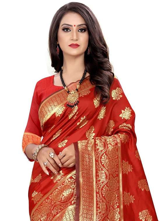 women self design kanjivaram saree with blouse - 22187605 -  Standard Image - 2