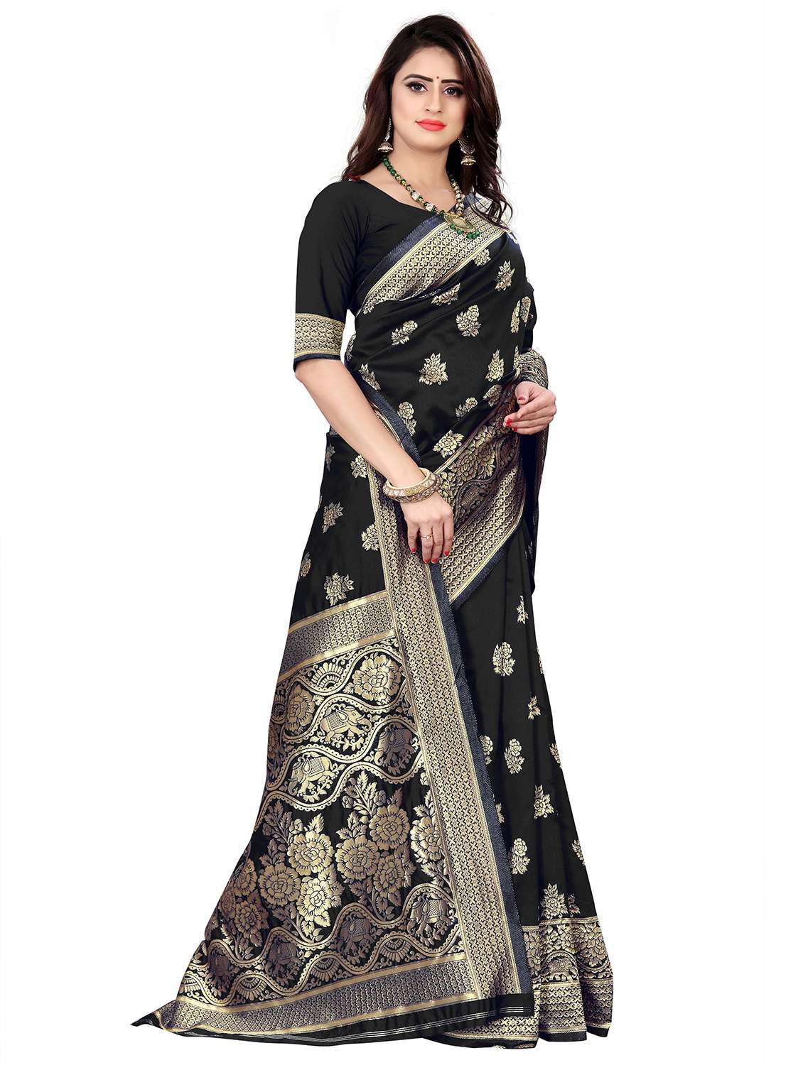 women self design kanjivaram saree with blouse - 22187625 -  Standard Image - 2