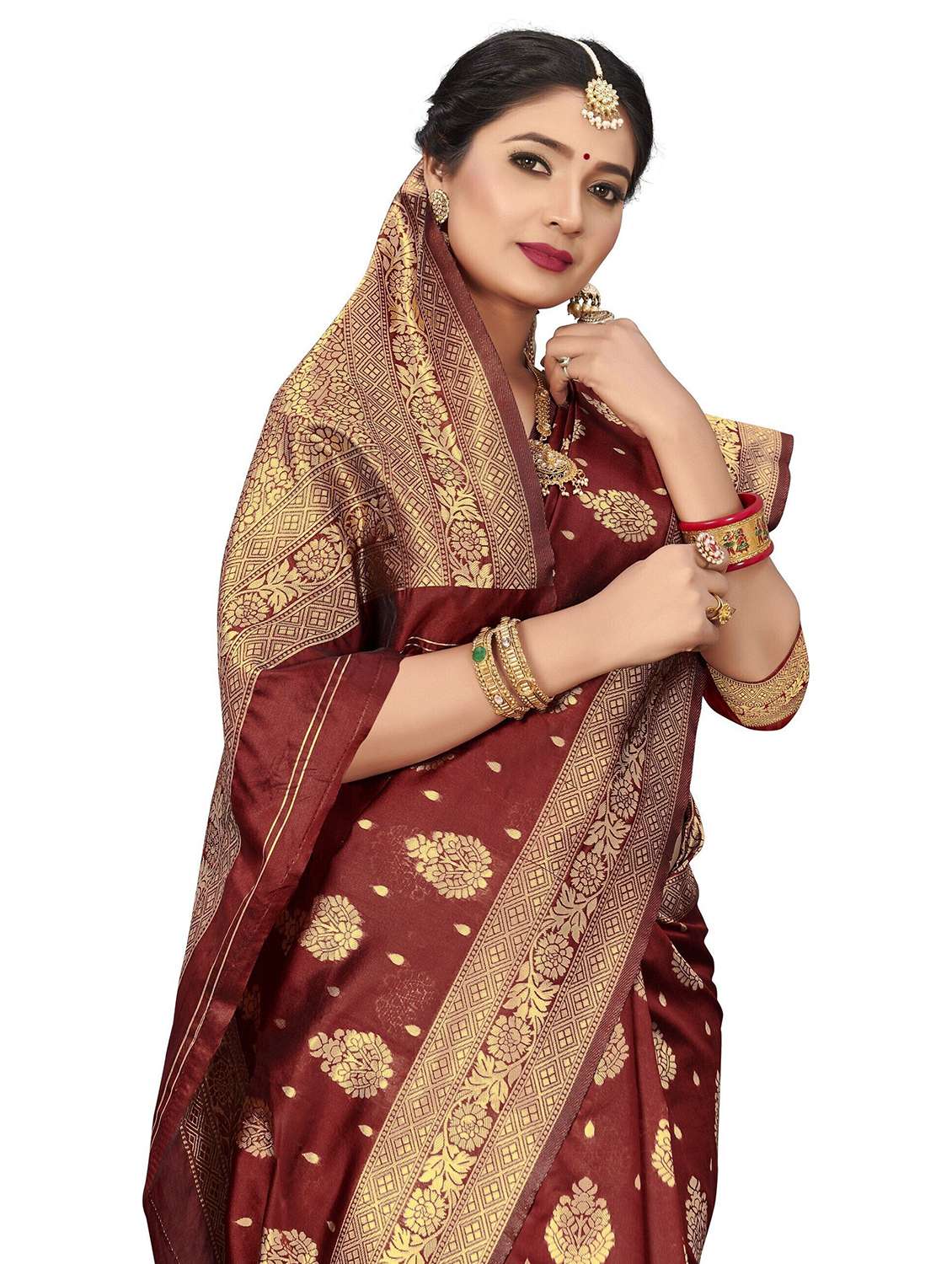 women self design kanjivaram saree with blouse - 22187629 -  Standard Image - 2