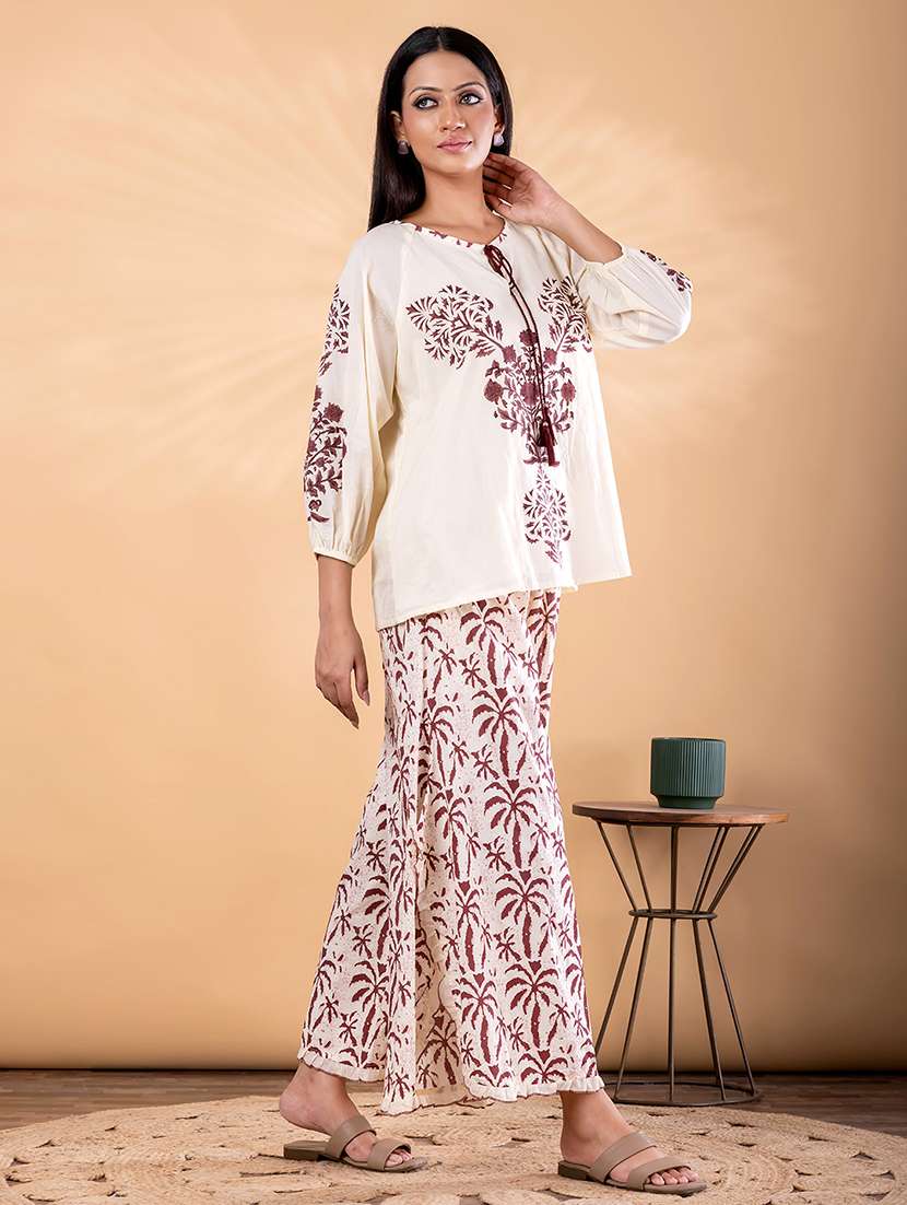 women printed three quarter sleeve ethnic co-ord set - 22187647 -  Standard Image - 2
