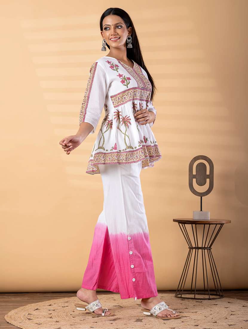 women printed three quarter sleeve ethnic co-ord set - 22187649 -  Standard Image - 2