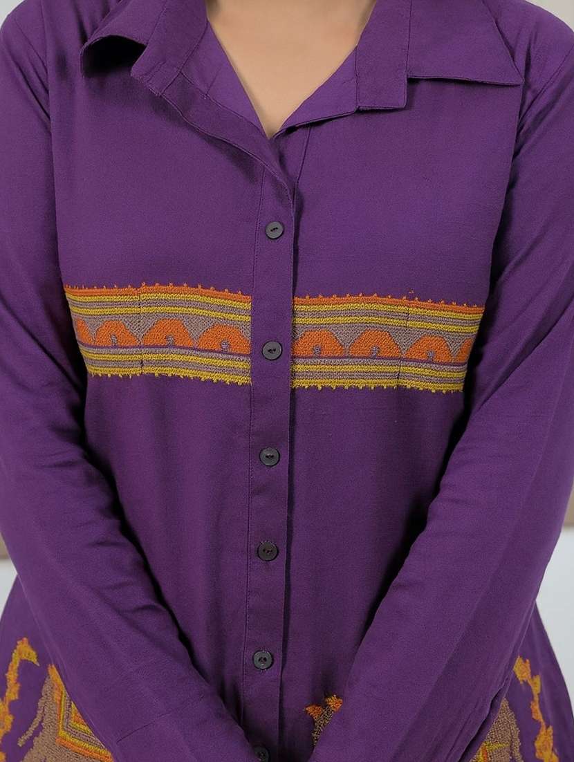 women solid with work long sleeve ethnic co-ord set - 22187653 -  Standard Image - 2