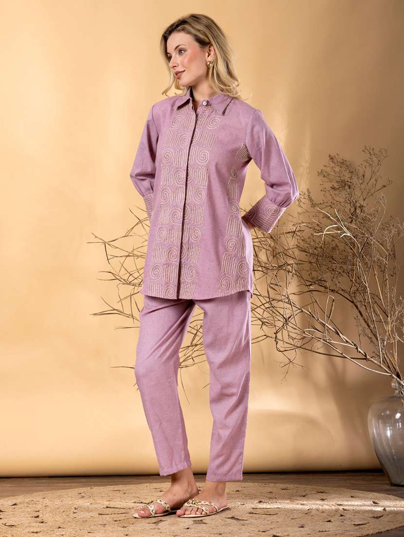 women solid with work three quarter sleeve ethnic co-ord set - 22187663 -  Standard Image - 2