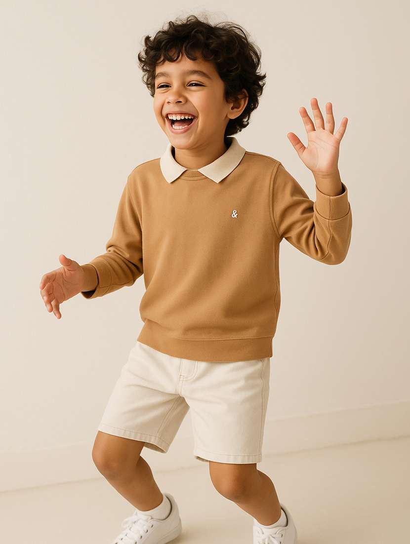 Boys Solid Long Sleeve Polo T-shirt - 22187679 -  Standard Image - 2