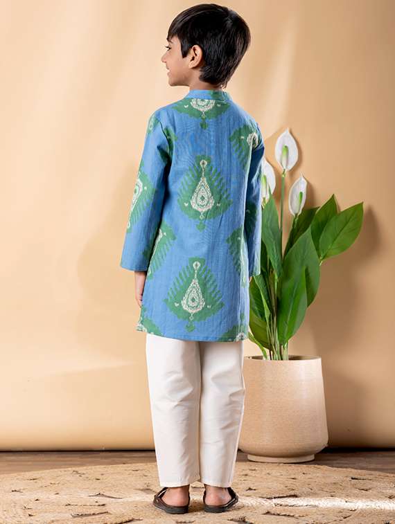 boys printed long sleeve kurta & pyjama set - 22187719 -  Standard Image - 2
