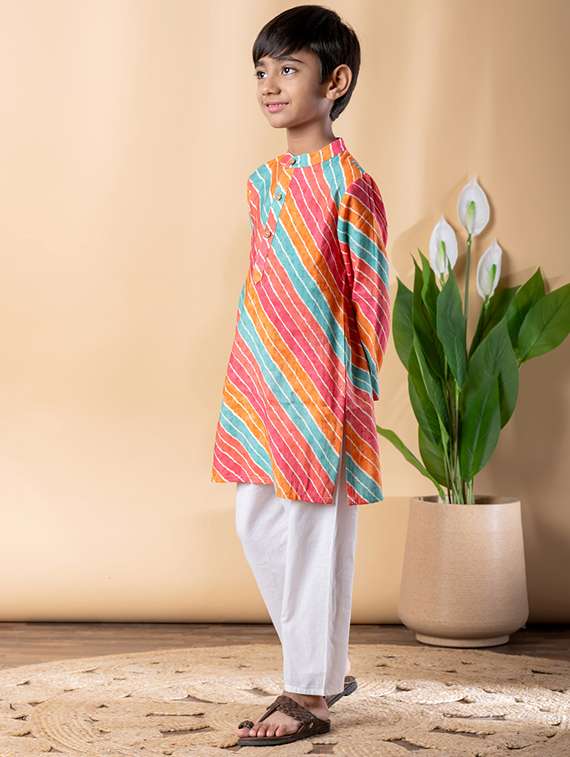 boys printed long sleeve kurta & pyjama set - 22187720 -  Standard Image - 2