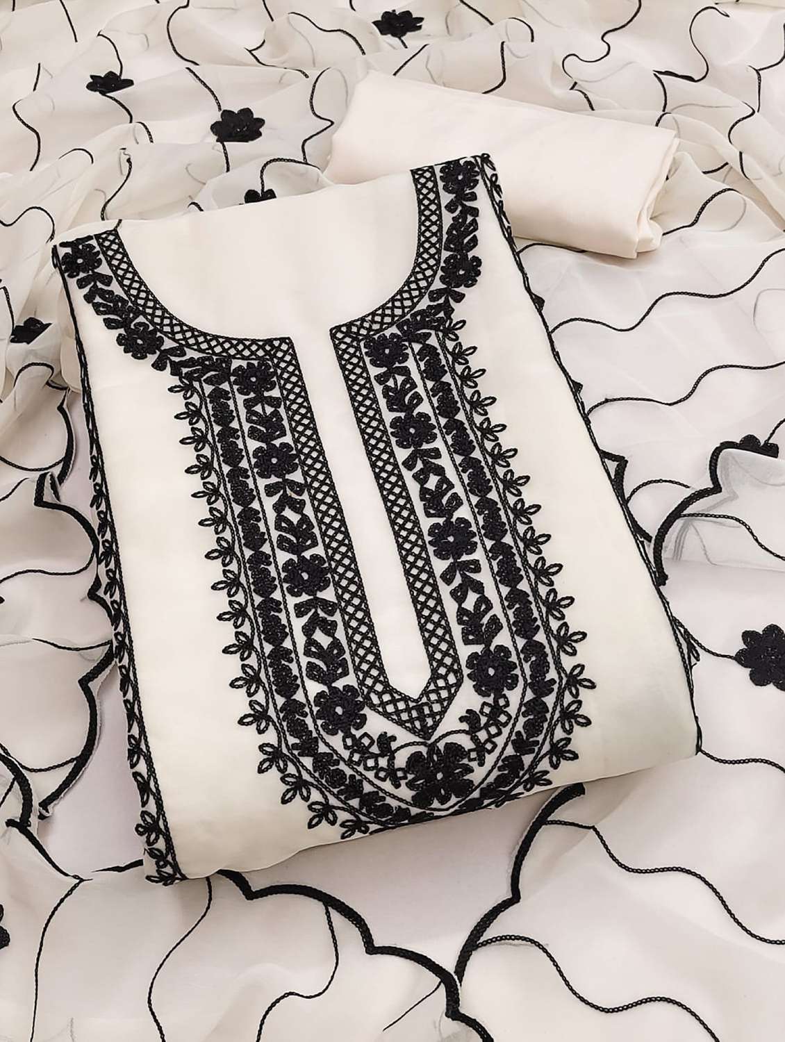 women solid with work embroidered unstitched suit set - 22187739 -  Standard Image - 2