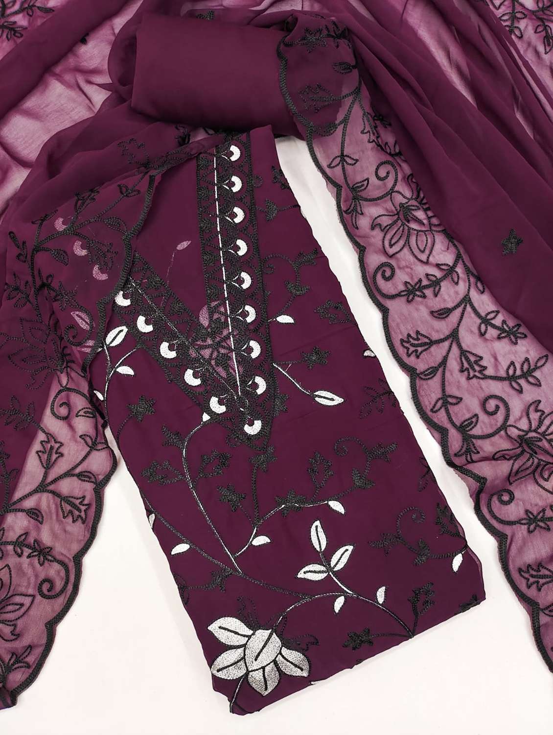 women solid with work embroidered unstitched suit set - 22187747 -  Standard Image - 2