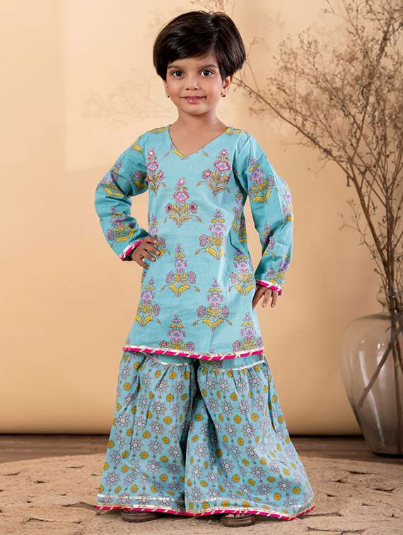 blue cotton suit set