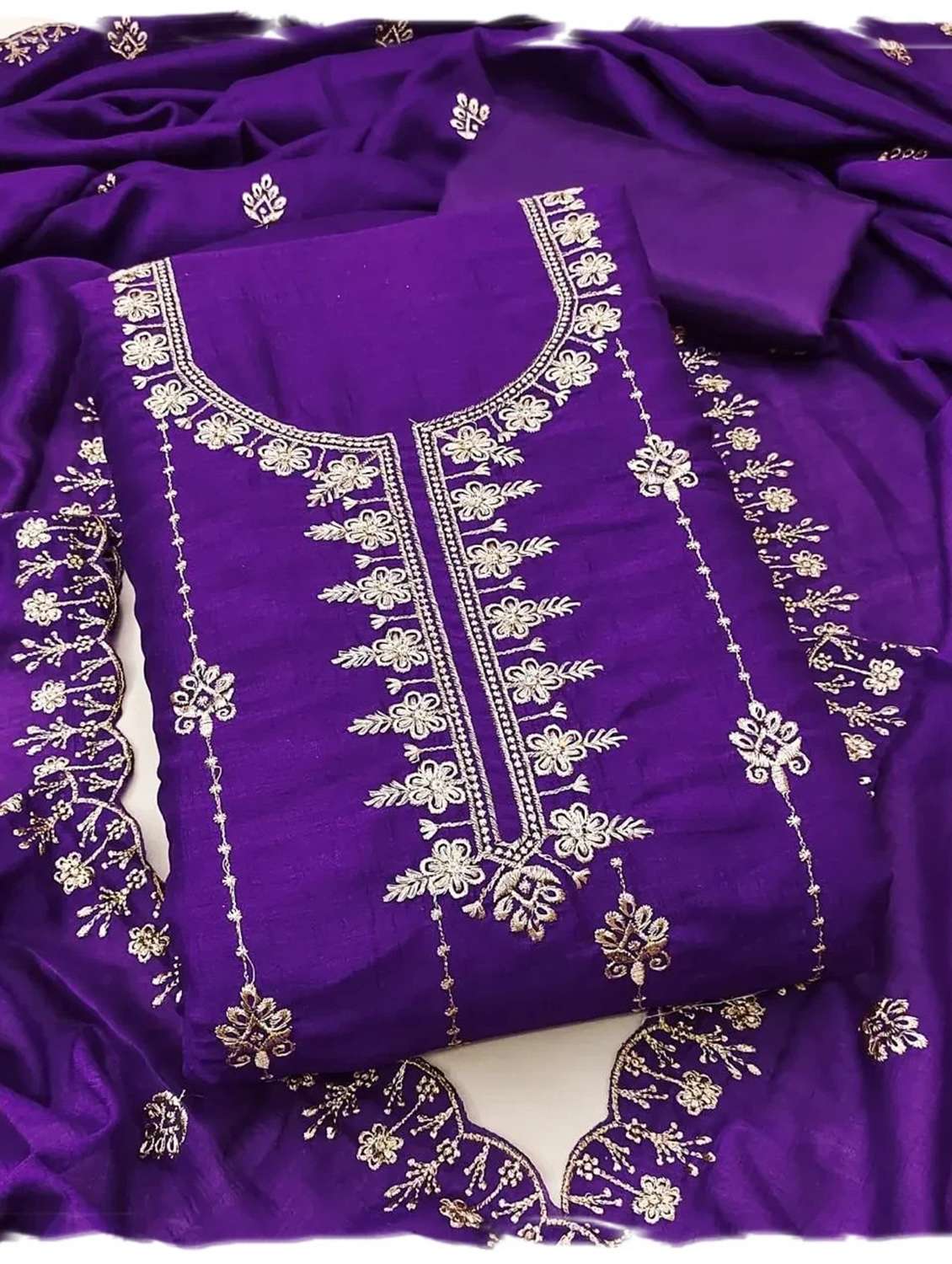 women solid with work embroidered unstitched suit set - 22187763 -  Standard Image - 2