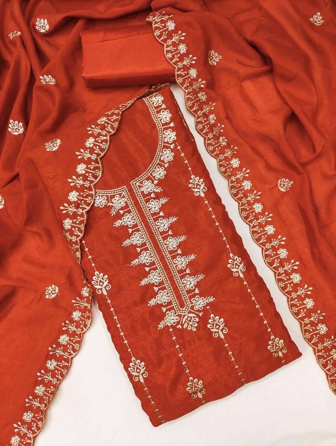 women solid with work embroidered unstitched suit set - 22187764 -  Standard Image - 2