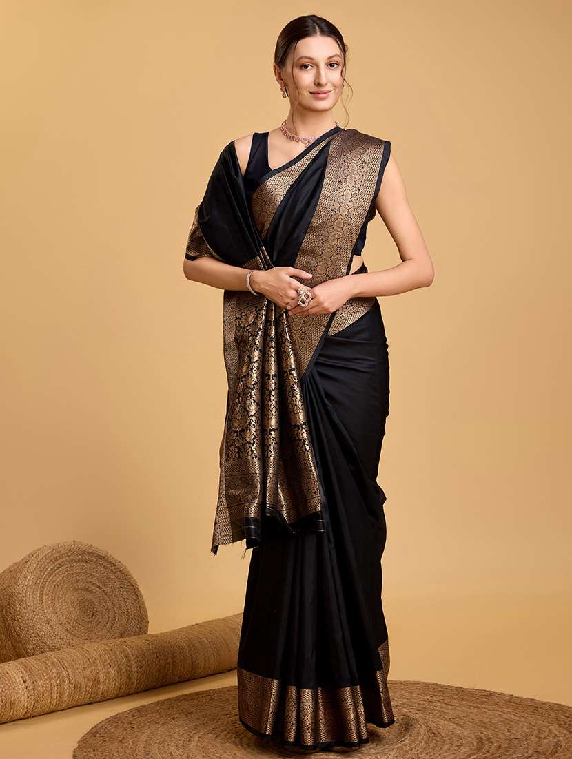 women solid with bordered saree with blouse - 22187783 -  Standard Image - 2