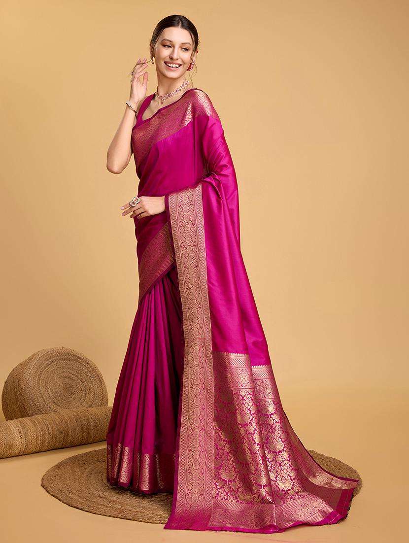 women solid with bordered saree with blouse - 22187786 -  Standard Image - 2