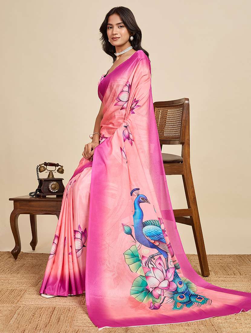 women floral printed saree with blouse - 22187818 -  Standard Image - 2