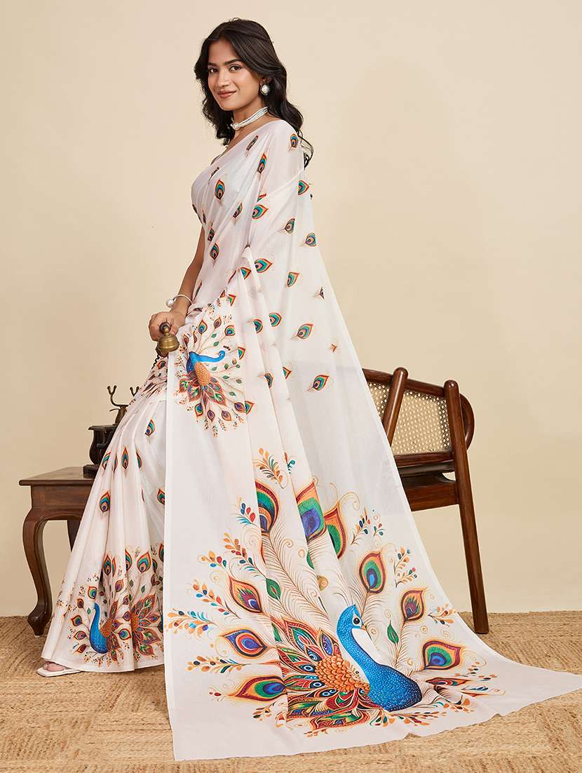 women printed casual wear saree with blouse - 22187822 -  Standard Image - 2