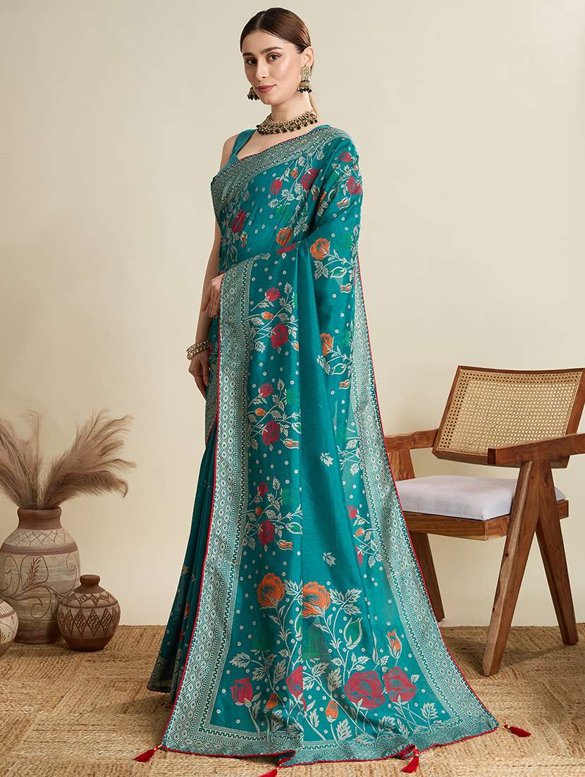 women floral printed saree with blouse - 22187824 -  Standard Image - 2