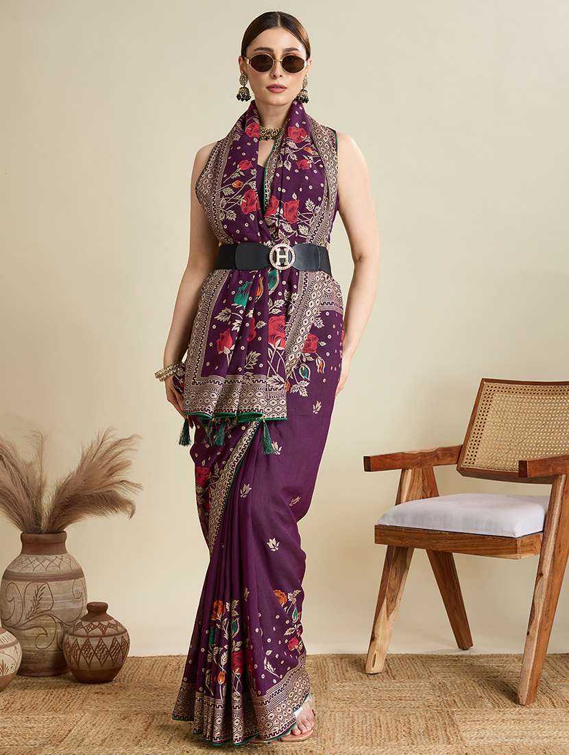 women floral printed saree with blouse - 22187825 -  Standard Image - 2