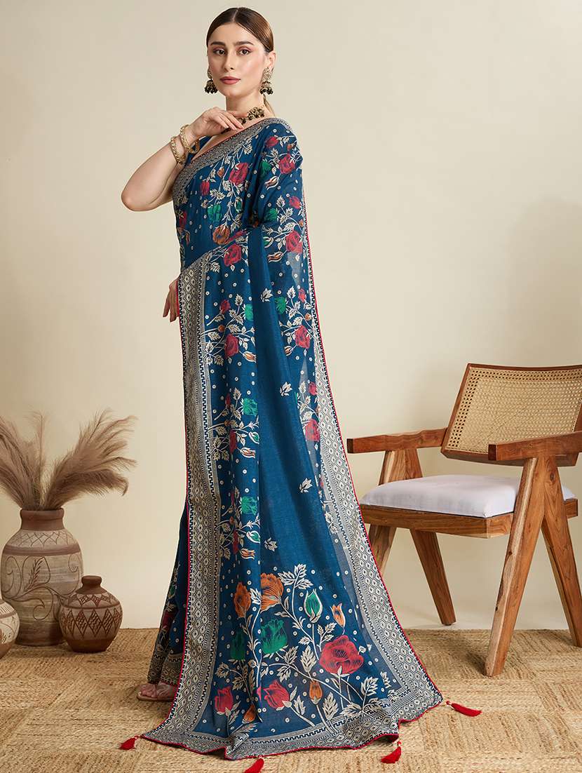women floral printed saree with blouse - 22187826 -  Standard Image - 2