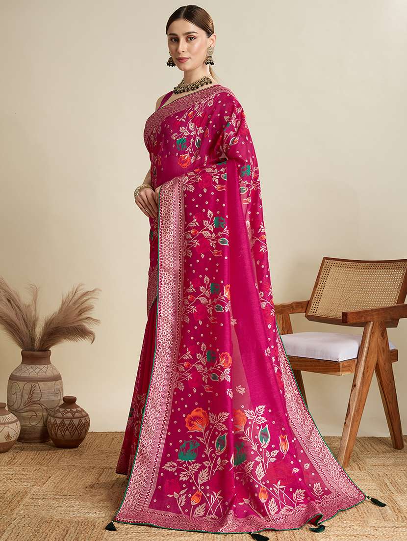 women floral printed saree with blouse - 22187827 -  Standard Image - 2