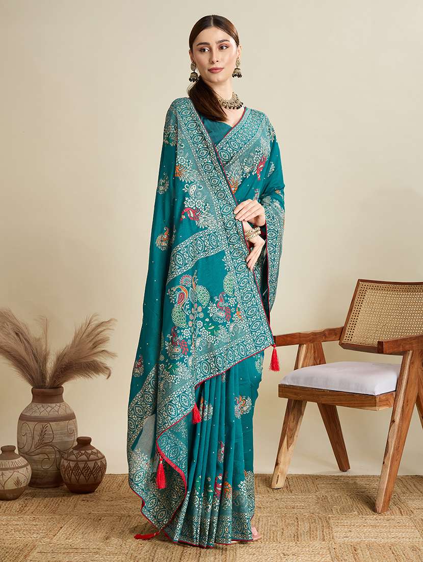 women printed casual wear saree with blouse - 22187828 -  Standard Image - 2