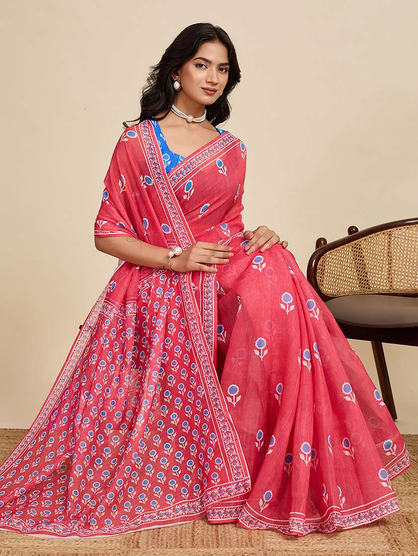 women printed casual wear saree with blouse - 22187838 -  Standard Image - 2