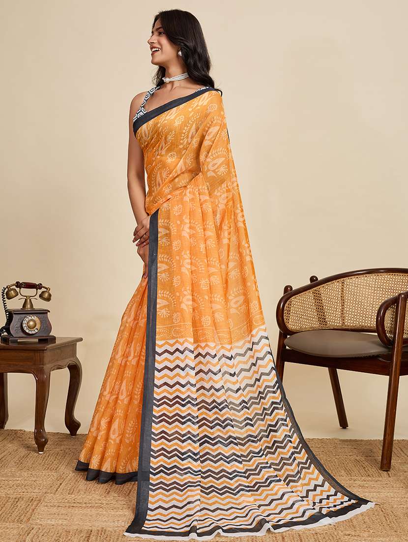 women printed casual wear saree with blouse - 22187839 -  Standard Image - 2