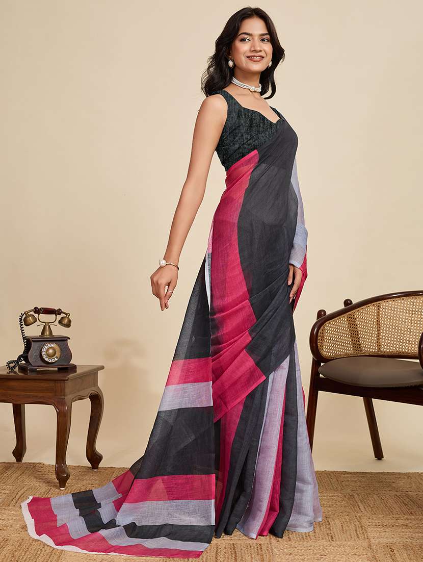women printed casual wear saree with blouse - 22187840 -  Standard Image - 2