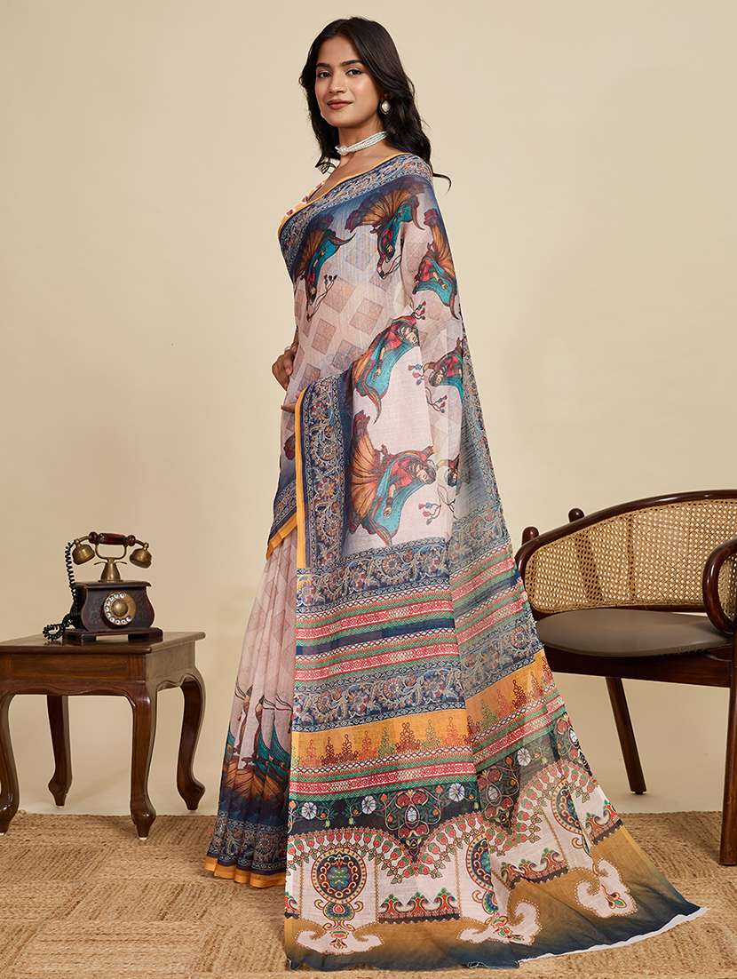 women printed casual wear saree with blouse - 22187841 -  Standard Image - 2