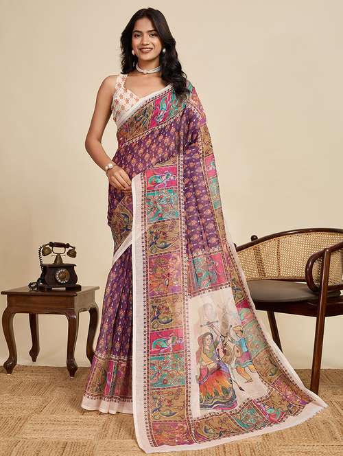 women printed casual wear saree with blouse - 22187842 -  Standard Image - 0