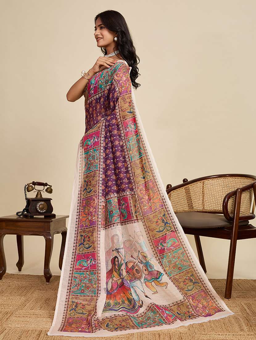 women printed casual wear saree with blouse - 22187842 -  Standard Image - 2