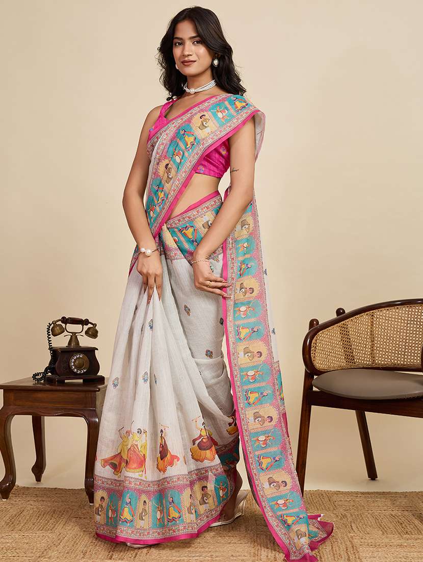 women printed casual wear saree with blouse - 22187843 -  Standard Image - 2