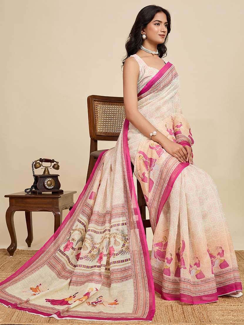 women printed casual wear saree with blouse - 22187844 -  Standard Image - 2