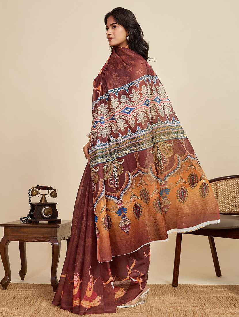 women printed casual wear saree with blouse - 22187845 -  Standard Image - 2