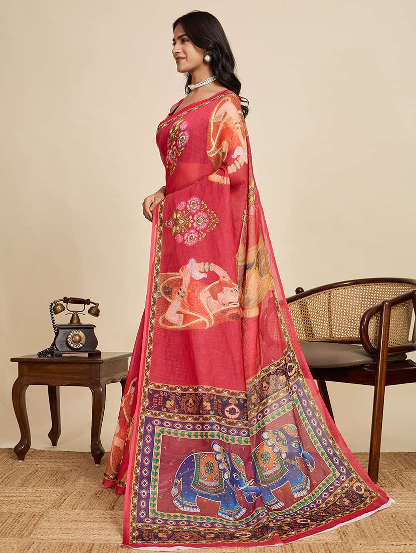 women printed casual wear saree with blouse - 22187846 -  Standard Image - 2