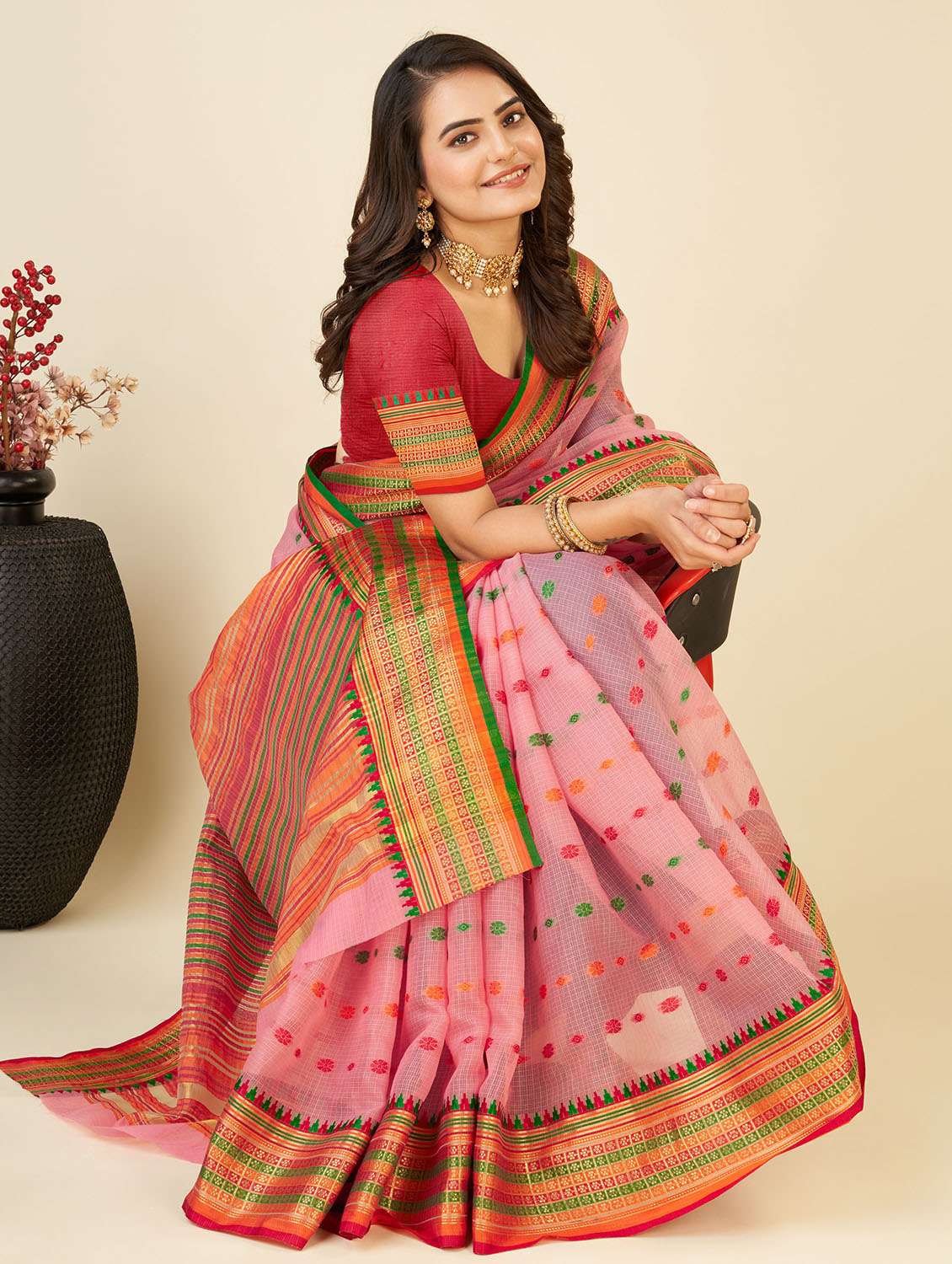 women self design bordered saree with blouse - 22187883 -  Standard Image - 2