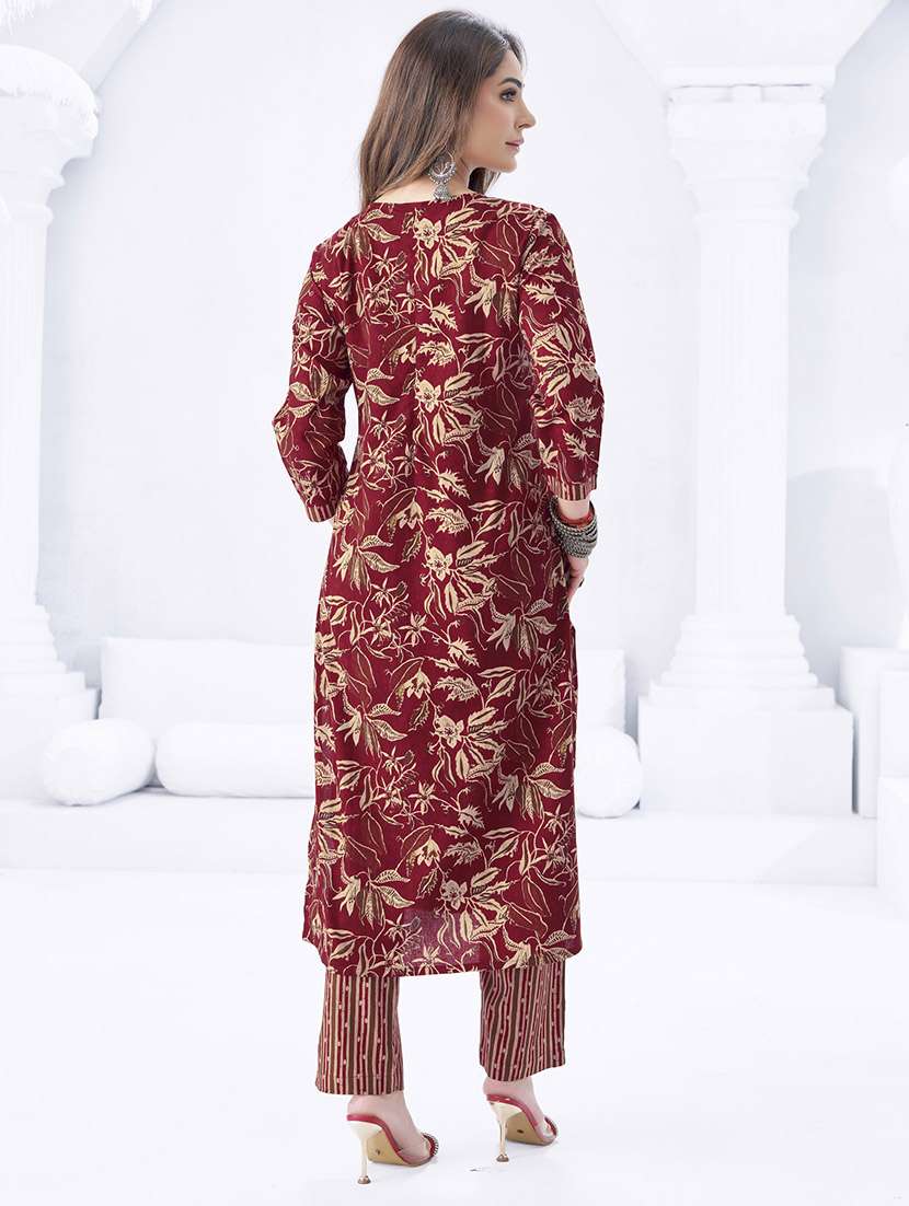 women floral printed three quarter sleeve kurta pant with dupatta set - 22203047 -  Standard Image - 2