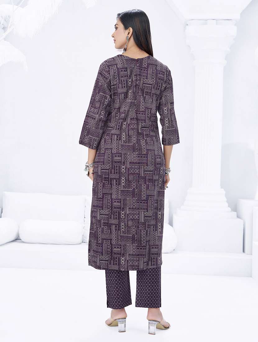 women printed three quarter sleeve kurta pant with dupatta set - 22203051 -  Standard Image - 2