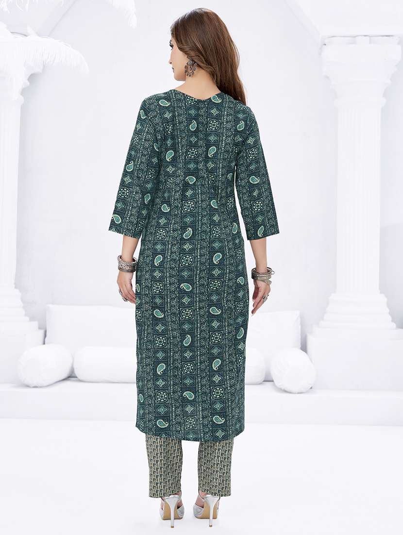 women printed three quarter sleeve kurta pant with dupatta set - 22203060 -  Standard Image - 2