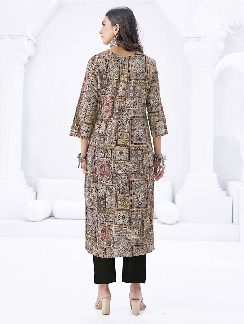 women printed three quarter sleeve kurta pant with dupatta set - 22205716 -  Standard Image - 2