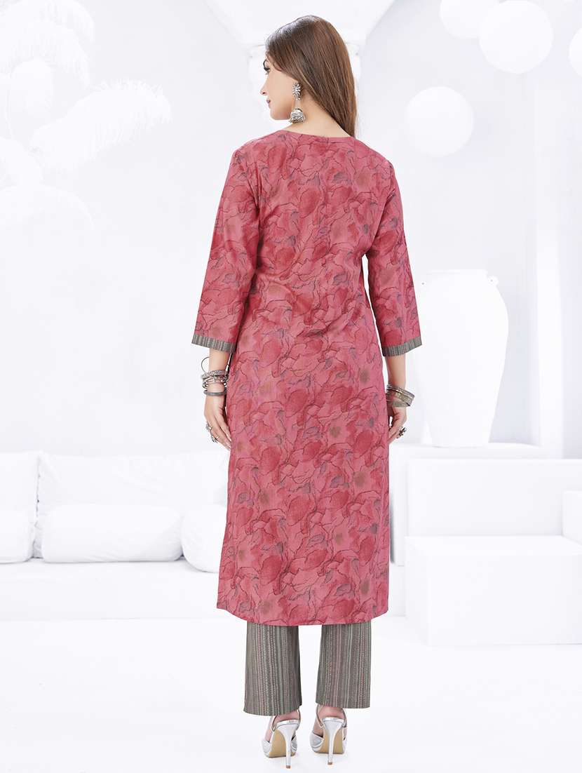 women printed three quarter sleeve kurta pant with dupatta set - 22205721 -  Standard Image - 2
