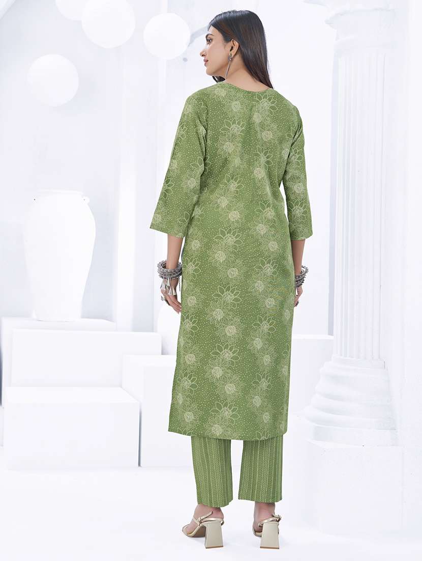 women printed three quarter sleeve kurta pant with dupatta set - 22205724 -  Standard Image - 2